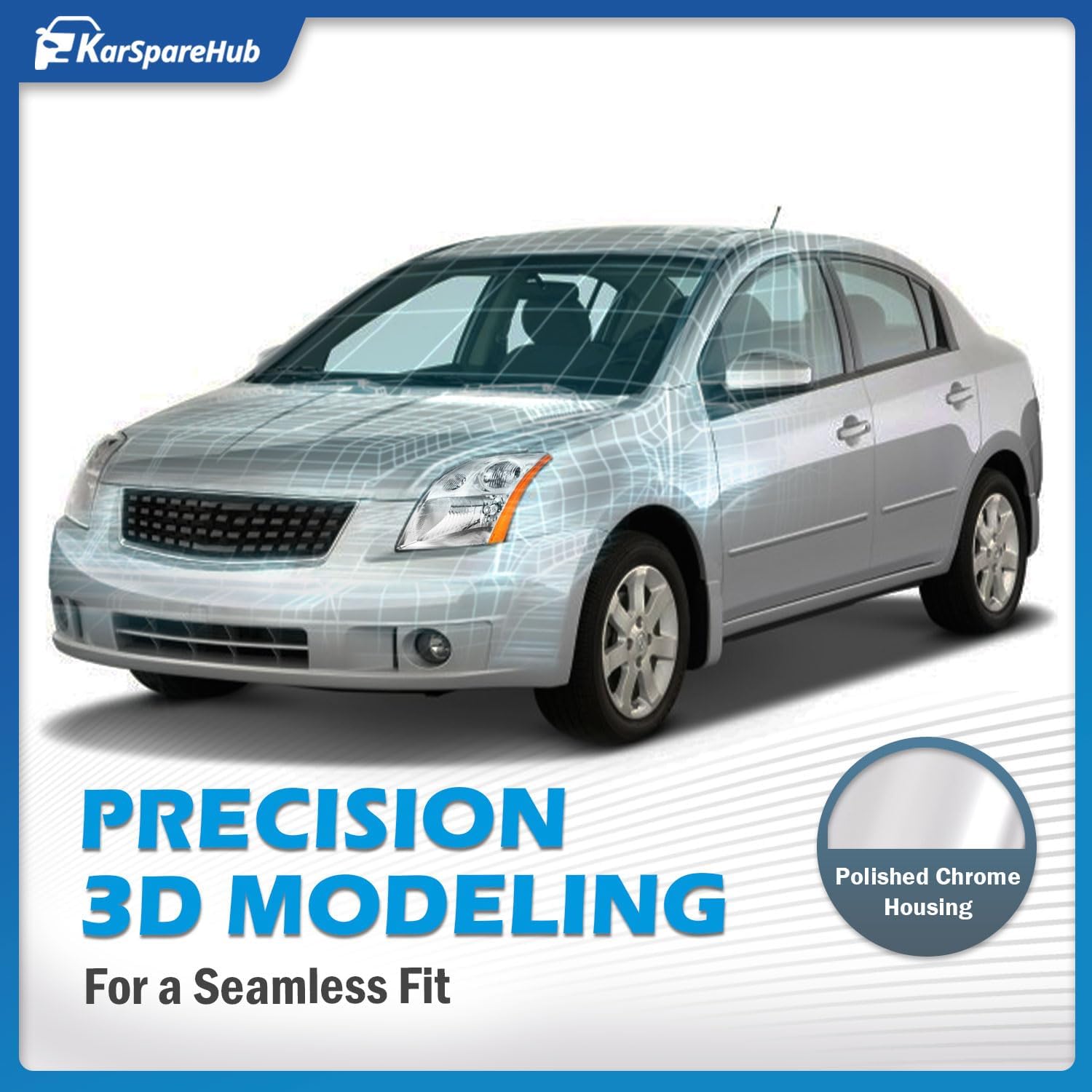 Headlights W/B for 2007-2009 Nissan Sentra 4-Dr，L+R