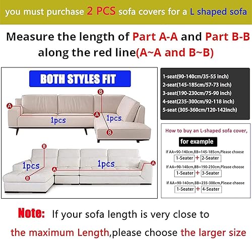 Miniatura 2 de HUAOSCN Fundas de sofá de terciopelo para sofá en forma de L, funda elástica de 3421 asientos, protector de muebles para sala de estar con 1 funda