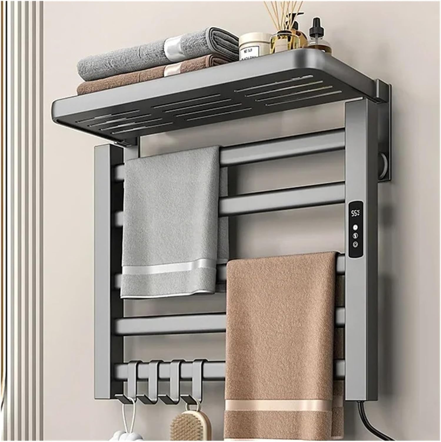Intelligent Electric Heated Towel Rack Bathroom Punch-Free Towel Drying Storage Rack Household Towel Warmer Bathroom Accessories