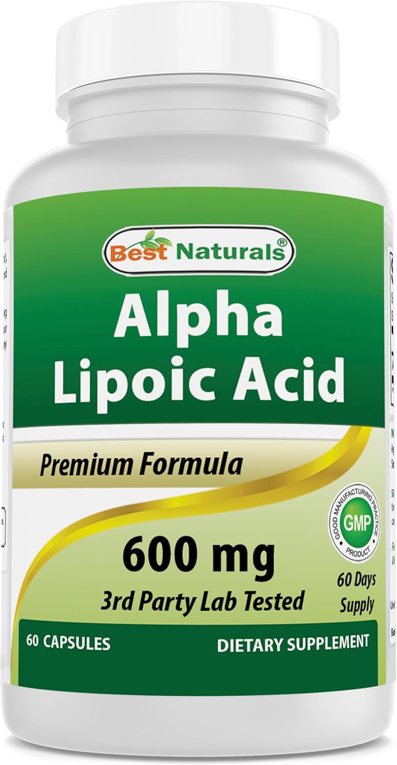 Best Naturals Alpha Lipoic Acid 600 mg 60 Capsules – ALA Powerful Antioxidant (60 Count (Pack of 1))