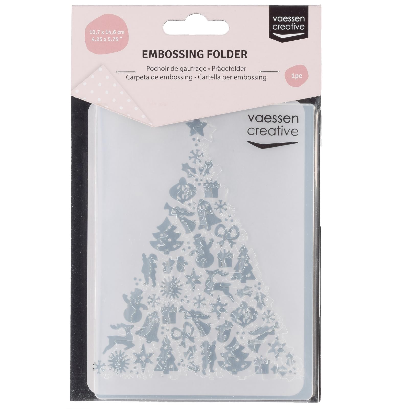Vaessen Creative Carpeta de Embossing Árbol de Navidad 14,6 x 10,7 cm – Plantilla de Repujado para Tarjetería, Scrapbooking, Journaling – Reutilizable, Resultados Precisos, Para Máquinas de Troquelado