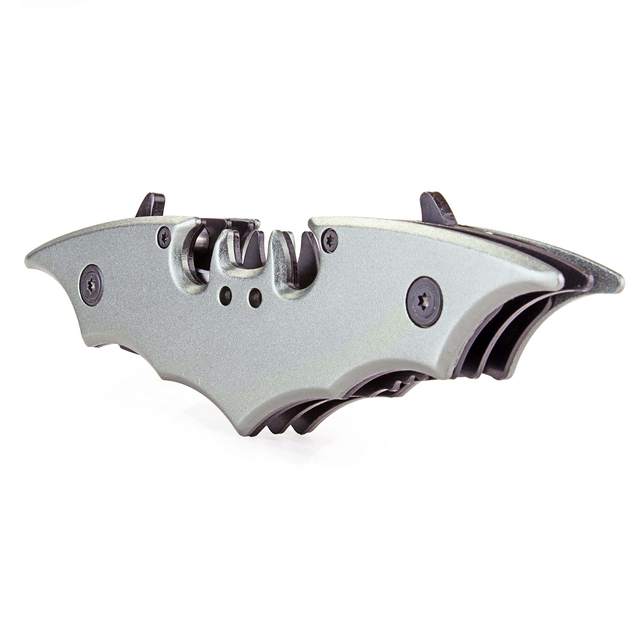Dark Twin Blade Knife - Double Edge Folding Pocket with clip, 11" Stainless Steel Two Sharp Cut (): Silver