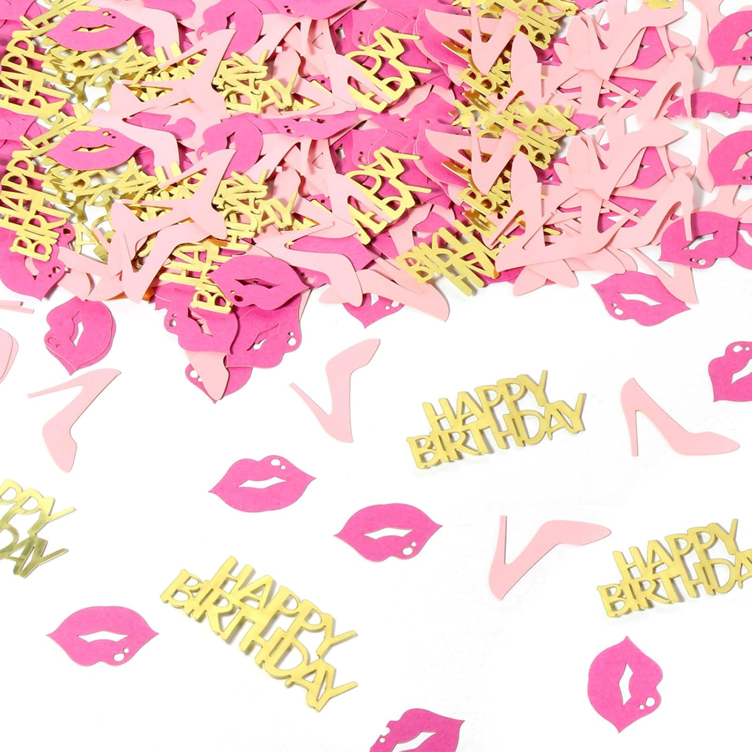 JNXCYQ Girl Happy birthday confetti high heels and lips