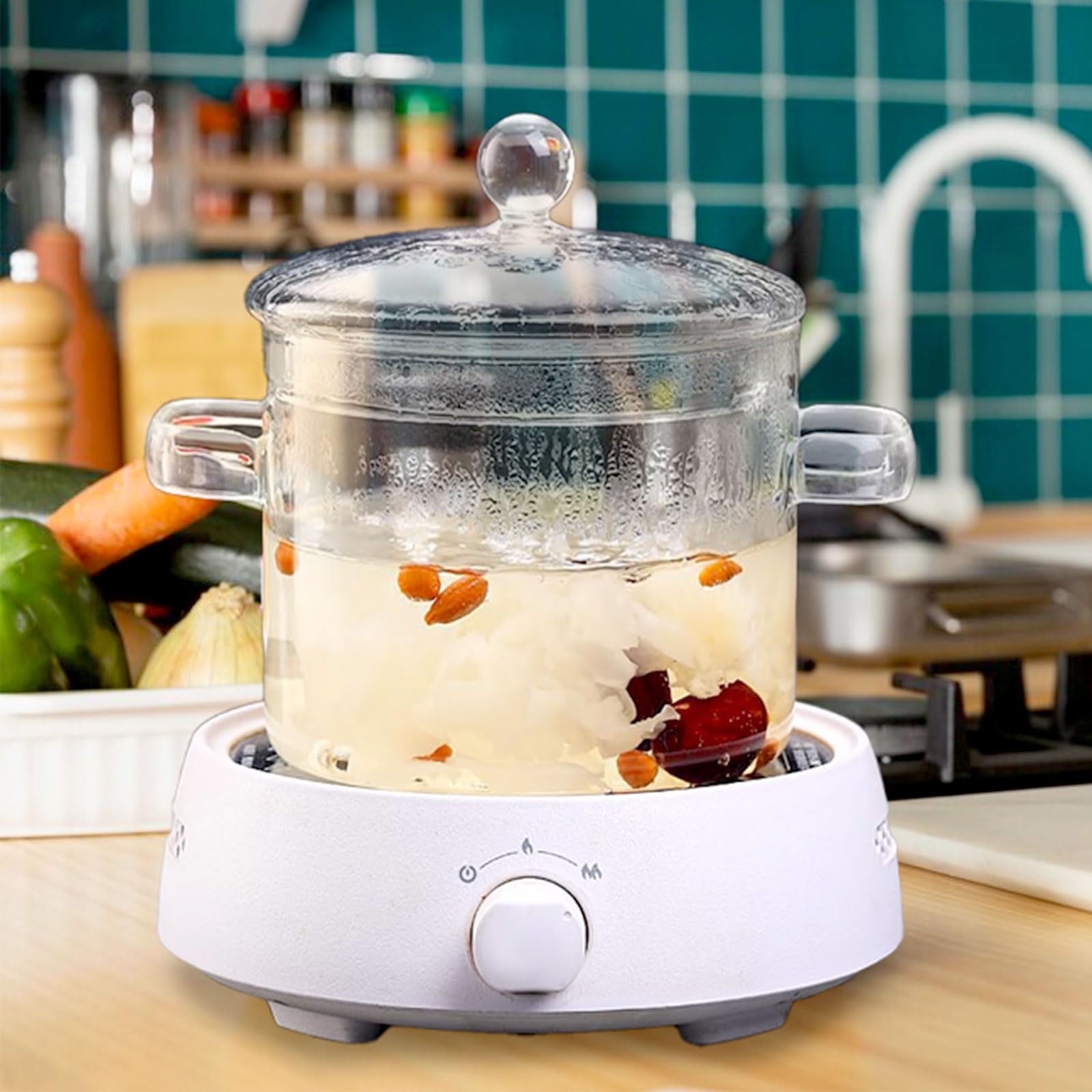 Pentola In Vetro Borosilicato Trasparente 1,5L Con Coperchio - Adatta A Tutti I Piani Cottura, Doppio Manico, Per Latte, Zuppe E Porridge