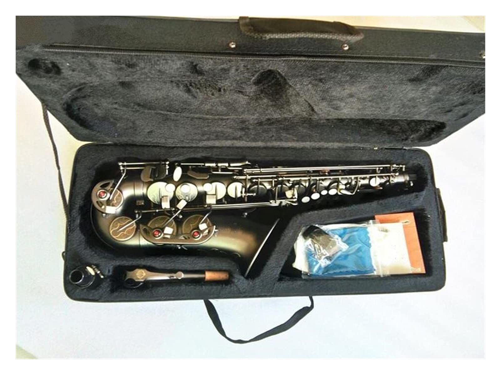 Sax Principianti Kit Sassofono Contralto E Flat Black Matte Sax Alto Bocchino Legatura Reed Neck Strumento Musicale con Scatola E Accessori Strumento a fiato