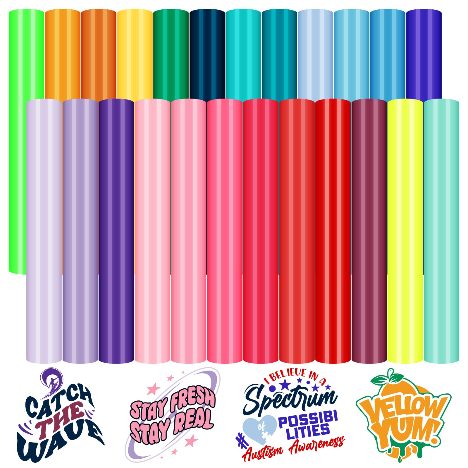 Bright Heat Transfer Vinyl, 25 Pcs 12x10 Iron on Vinyl for T-Shirt