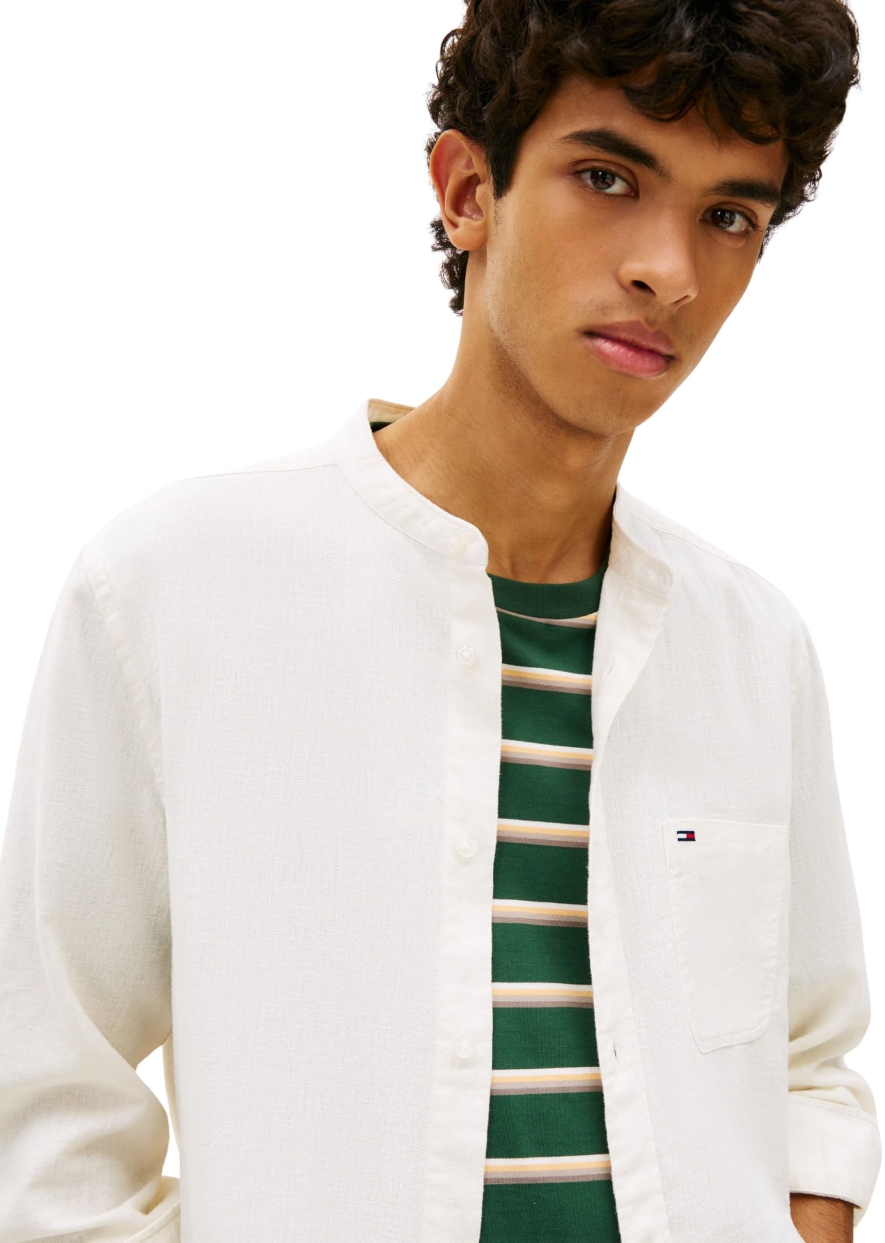 Tommy Jeans Męska koszula TJM Reg Linen Mx Band Cllr DM0DM22756 L/S, biała (Ecru), XL