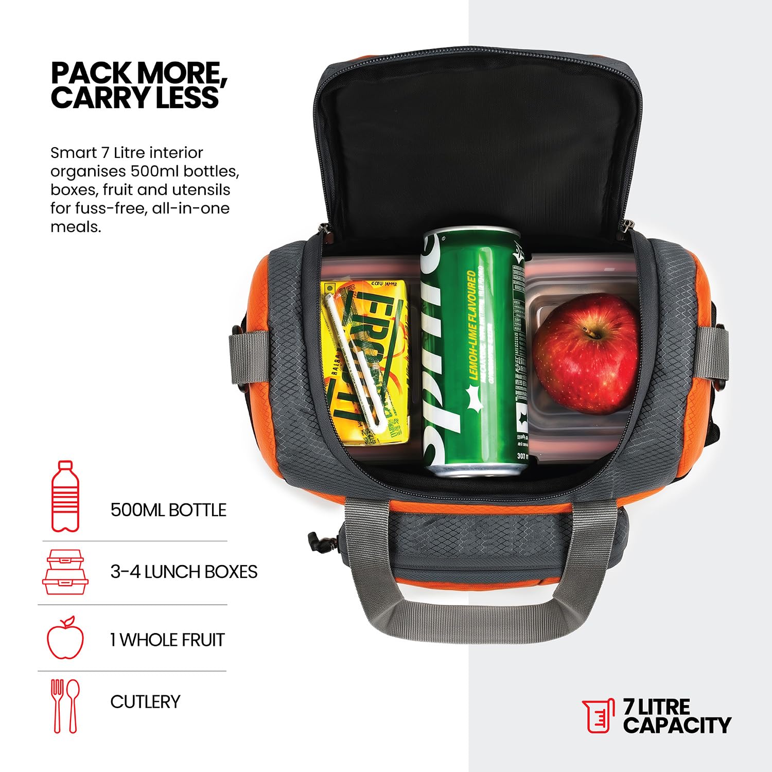 FATMUG Small Lunch Bag for Office Men, Women and Kids Tiffin Bag - Set of 2 (Sky Blue, Orange) 4