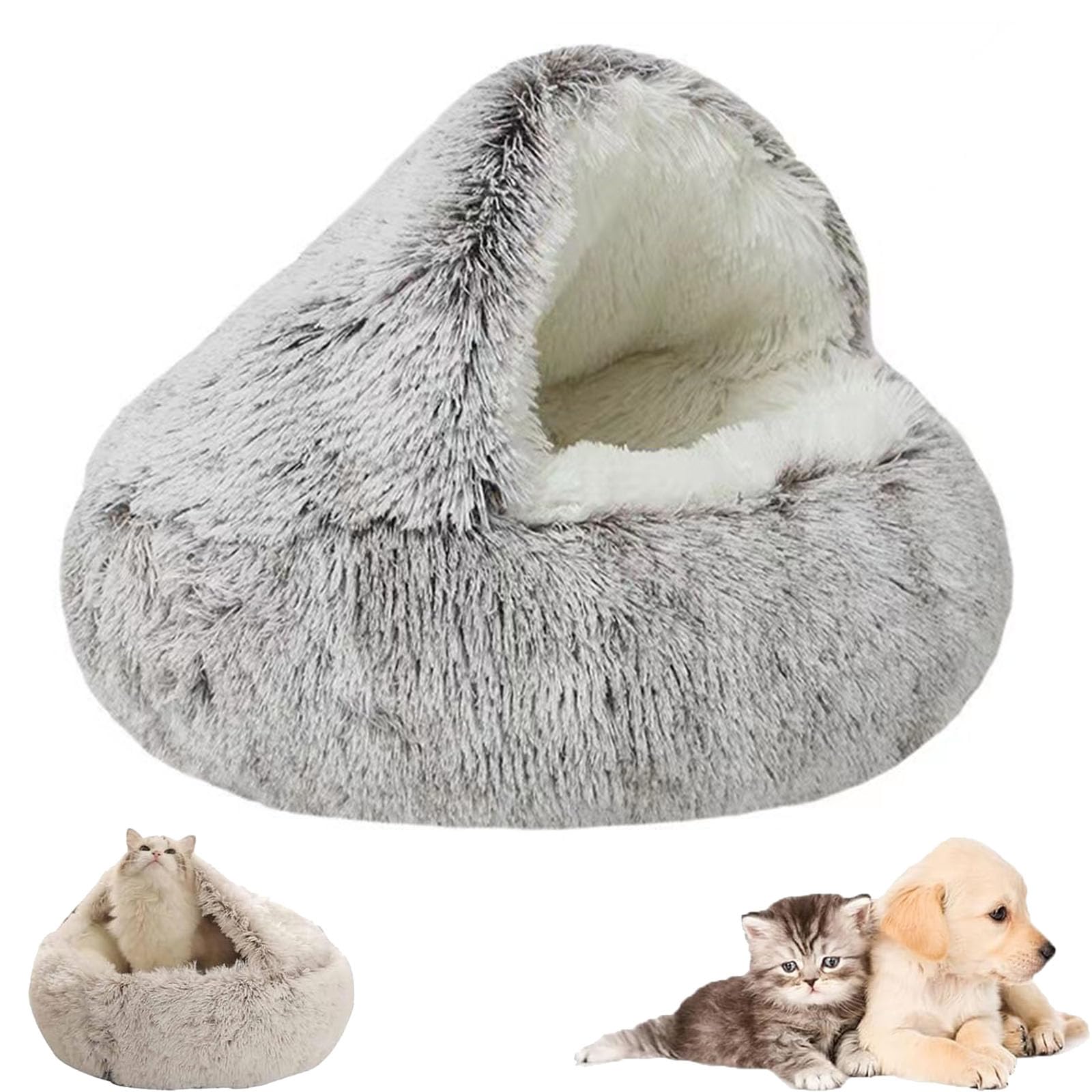 Cozy Cocoon Pet Bed for Dogs,Cozy Cocoon Pet Bed,Olvys Dog Bed,Cozy Nook Pet Bed for Dogs,Fidofaves Cozy Nook Bed,Winter Pet Beds for Indoor Cats or Small Dog Beds (40 * 40cm,Coffee Long Velvet)