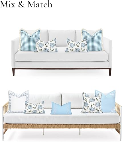 Miniatura 4 de Hofdeco Premium Funda de almohada lumbar para interiores y exteriores, 12 x 20 pulgadas, repelente al agua para patio trasero, sofá, hibisco bordado