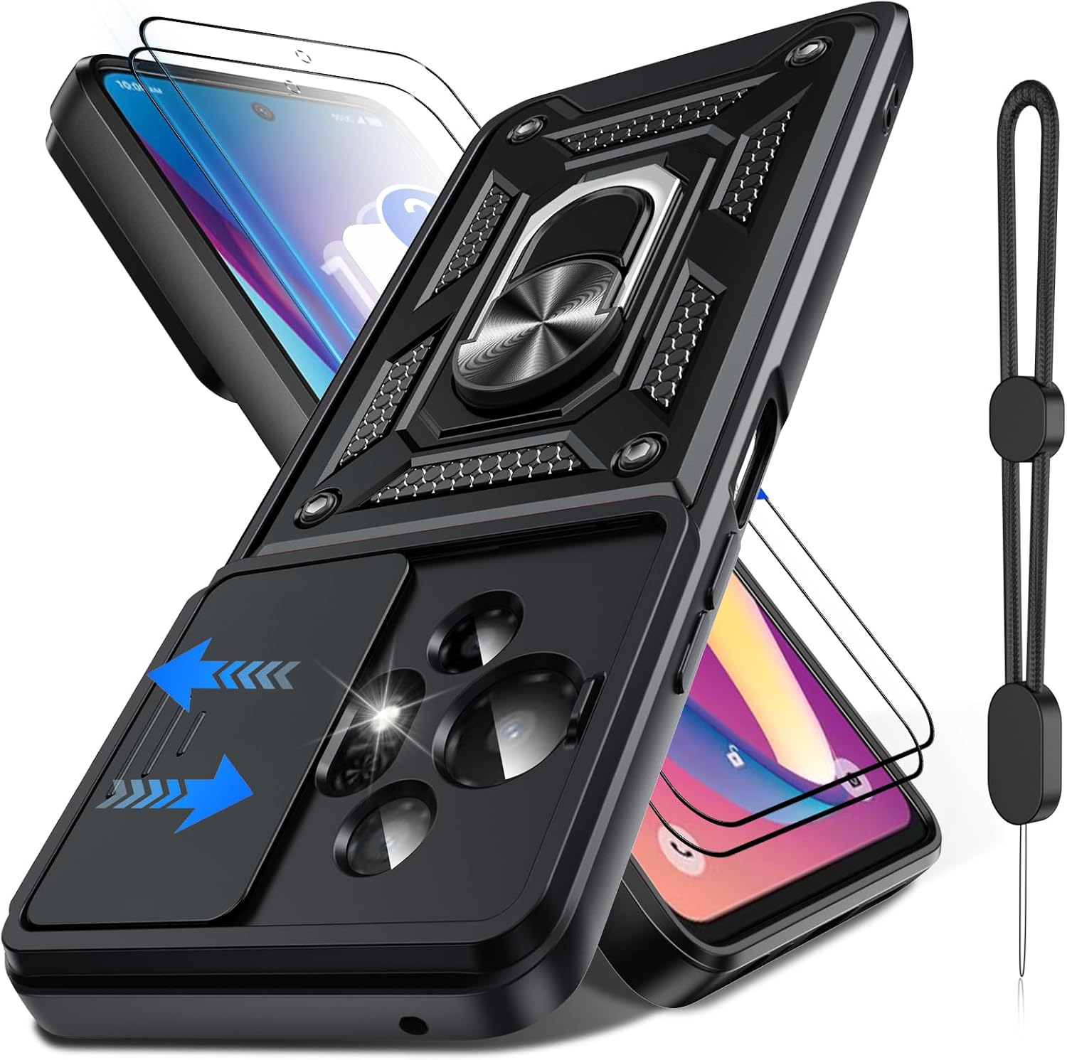 Dizn for TCL 50 XL/TCL 60 XE NxtPaper Phone Case:[Not Fit 50 XL 𝐍𝐱𝐭𝐏𝐚𝐩𝐞𝐫]with 2 Screen Protector,Slide Camera Cover Lens Protector,Military-Grade Shockproof 360°Stand Case,for TCL 50 XL,Black