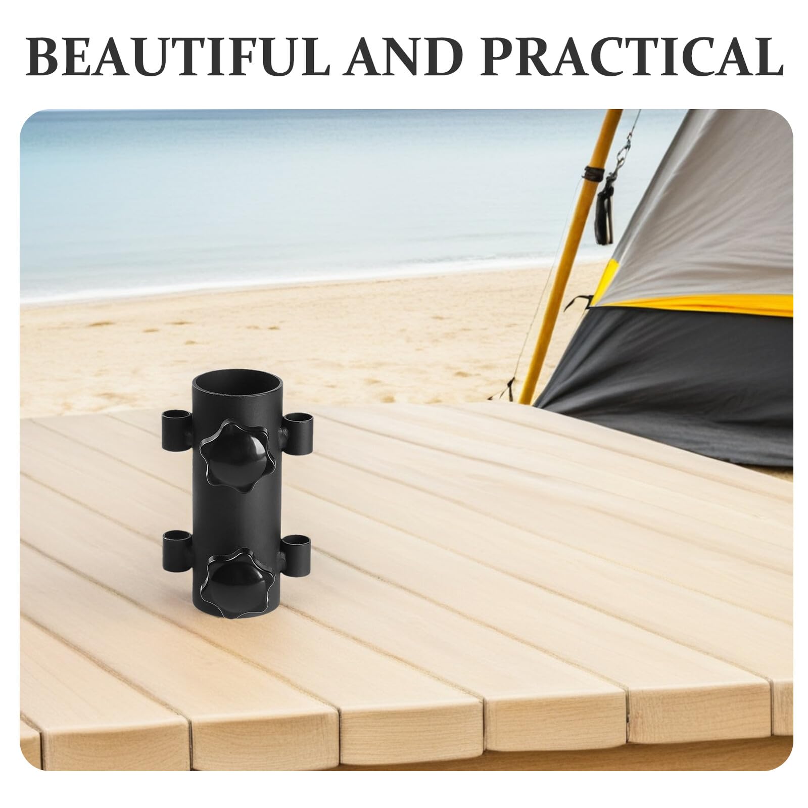 DOITOOL Supporto per Palo da Campeggio in Acciaio Resistente 4 Pezzi Tubo Fisso Regolabile Fissatore per Baldacchino e Ombrellone da Esterno per Barbecue Spiaggia e Giardino