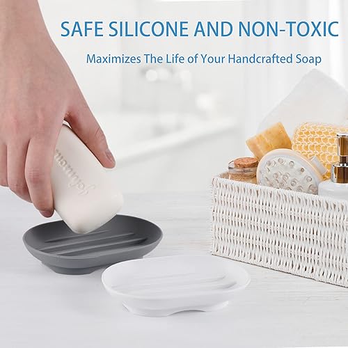 Miniatura 3 de Jabonera de baño, soporte para bandeja de ahorro para ducha, escurridor de goma de silicona para bar, esponja de jabón, fregadero, fregadero de