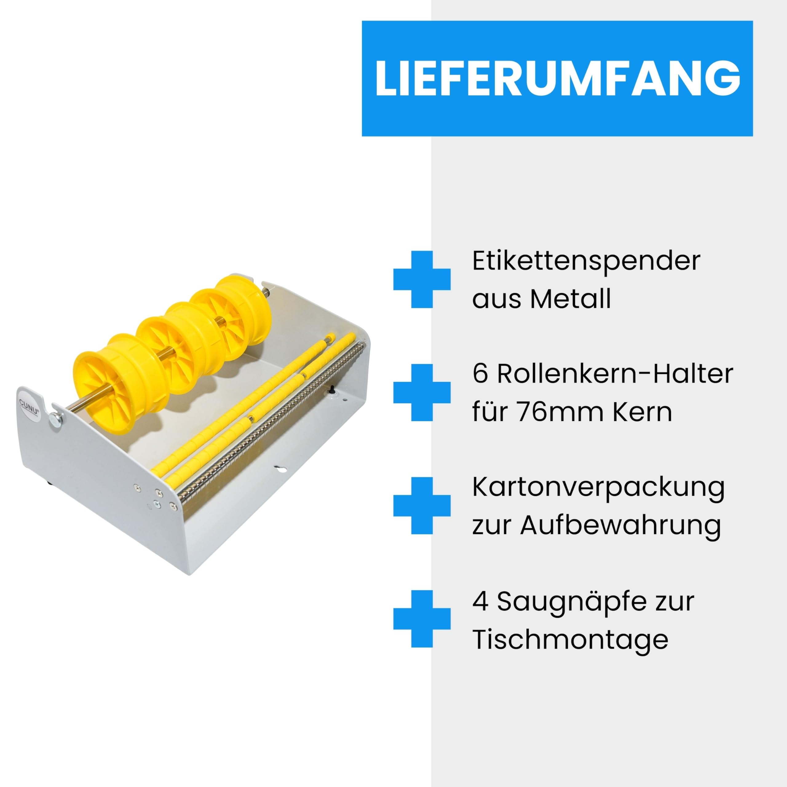 Etikettenspender manuell für max. 317mm breite oder mehrere Etikettenrollen - Großer Etikettenrollenspender für Etiketten, Label, Rollenetiketten, Haftetiketten, Klebepunktetiketten