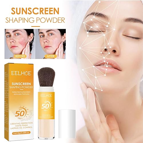 Miniatura 7 de 2 piezas de polvo fijador, translúcido, control de aceite, transpirable, ligero, polvo de cepillo mineral, acabado mate natural, de larga duración,