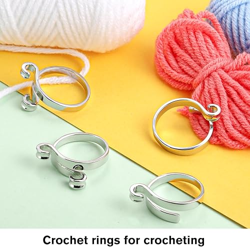 Miniatura 2 de Anillo de ganchillo ajustable para dedo, anillo de tejer trenzado con caja de plástico, anillos de tensión para tejer, accesorios de tejer, 2