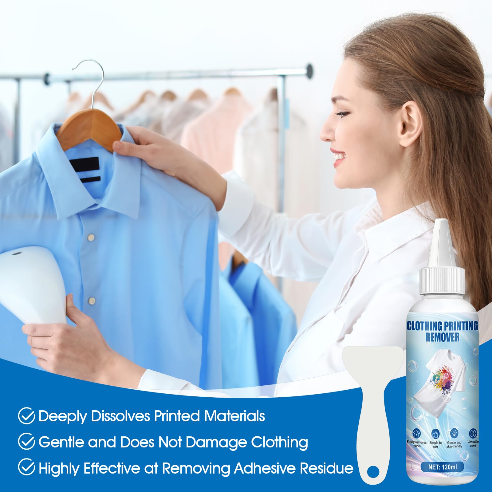 DTF Remover per Tessuti, Liquido di Rimozione 'InchiostroDTF, Kit Di PuliziaDTF, Rimuove le Impronte dai Vestiti, Delicato Sui Tessuti, Adatto perTessuti, Cotone, Poliestere, Nylon, 120 ml