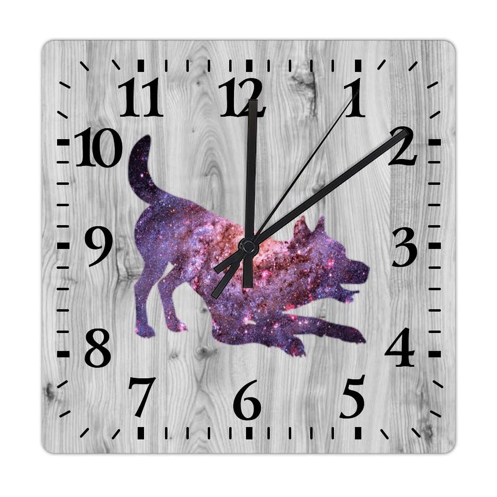 Horloge murale Husky en bois pour cuisine et bureau calme