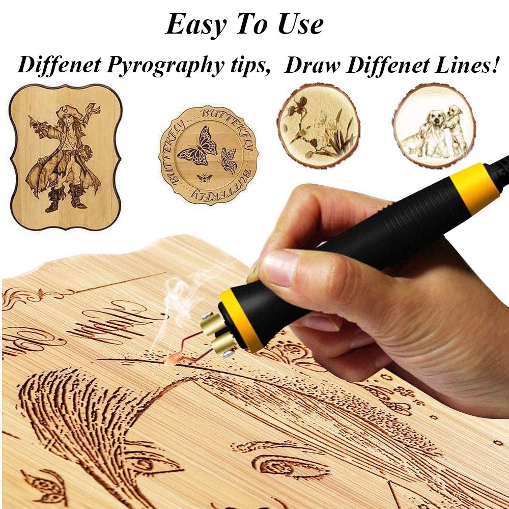 Pirografo Professionale 100W Con 20 Punte - Regolazione Digitale 0-750&deg;C Per Legno/Pelle