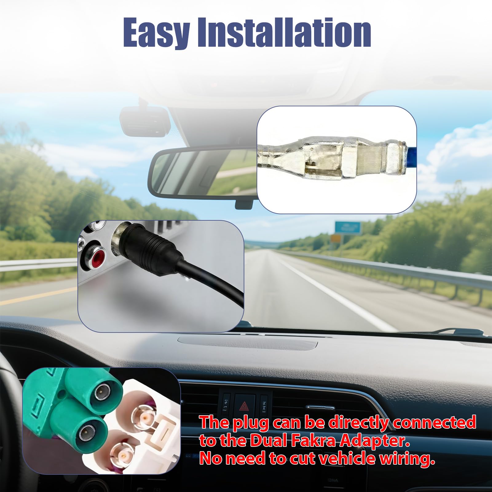 Adaptador Antena Doble Fakra Z a DIN para Coche Amplificador Antena de Señal Dual FakraZ a DIN con Phantomspeiseadapter Fakra Adaptador 2 a 1 Mejora Señal FM AM Compatible con VW Volkswagen Skoda Seat — view 4