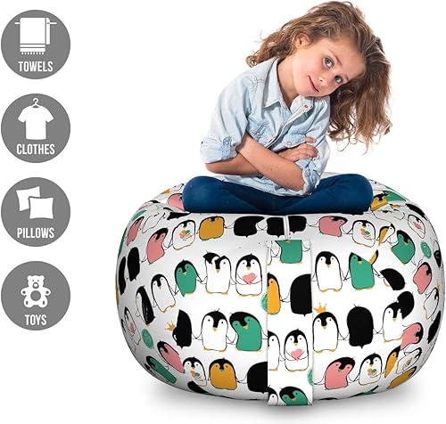 Miniatura 191 de Lunarable Silla de almacenamiento para adolescentes, coloridos patines de estilo retro, para actividades juveniles, para niñas y niños, divertido