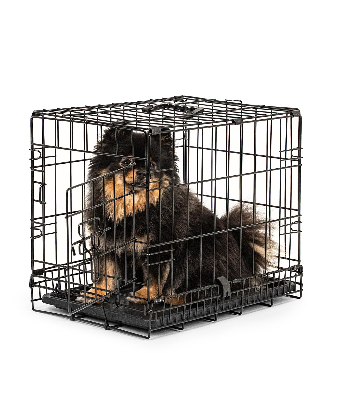 lionto Gabbia di Transporto pieghevole per Cuccioli per Cani, (S) 45x31x36 cm Nero