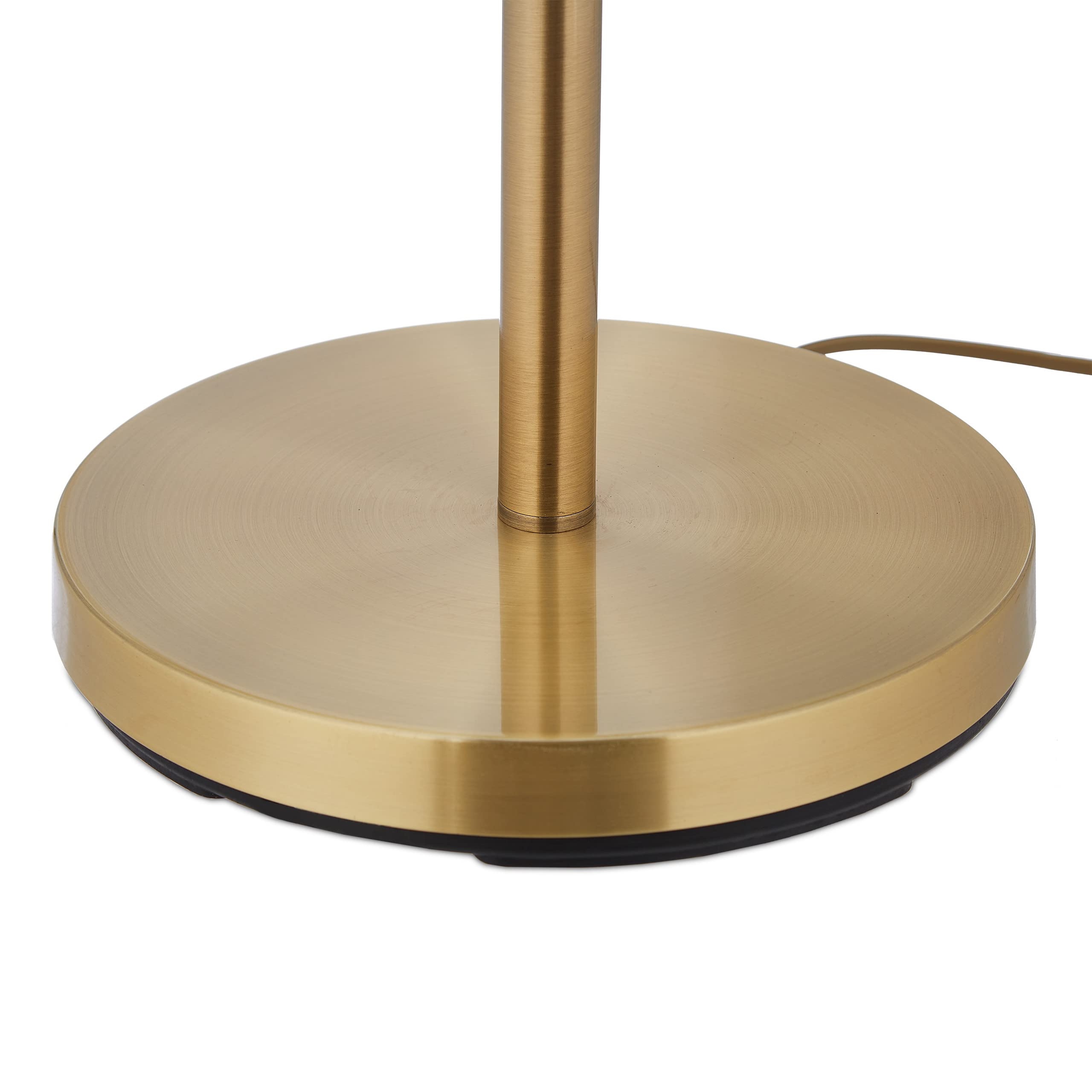 Relaxdays Stehlampe Wohnzimmer, E27, mit Kabel, Stoff Lampenschirm Ø 43 cm, Vintage Stehleuchte 156 cm hoch, beige-gold
