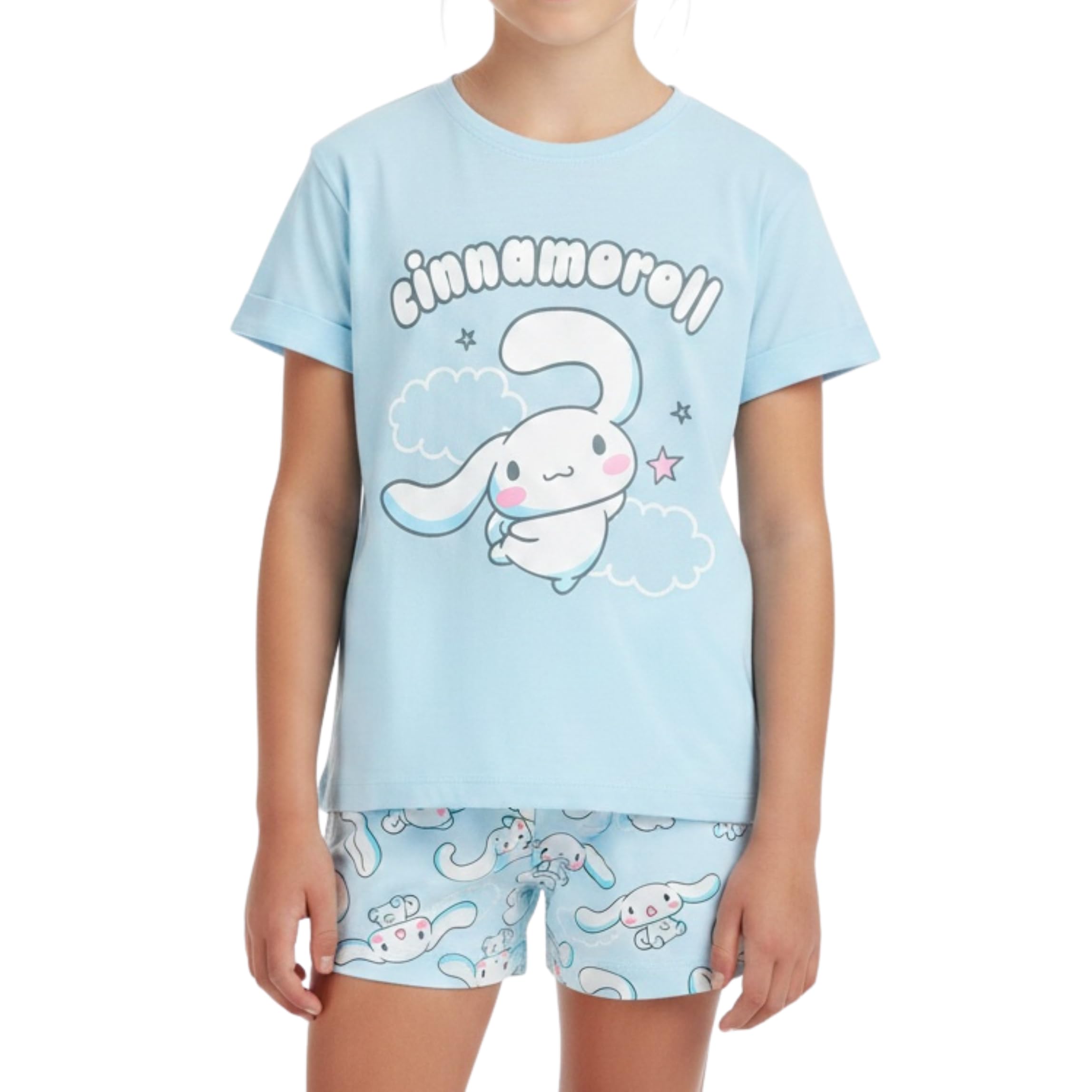 Hello Kitty Cinnamoroll Camiseta y Pantalon para Niña, Conjunto 2 Piezas Camiseta Manga Corta y Pantalon Corto, Tallas 8 a 14 Años