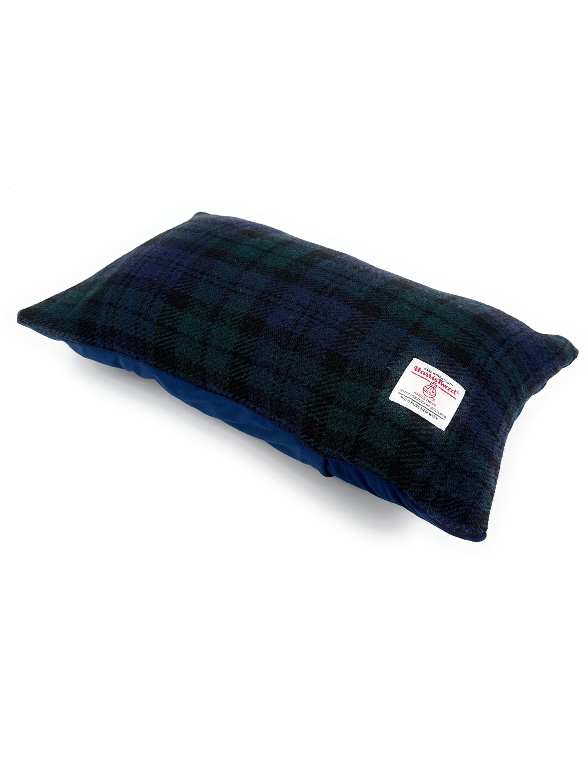 Tartan Tweeds Black Watch Harris Tweed Rectangular Cushion With Velvet Back Made In Scotland (Black Watch)