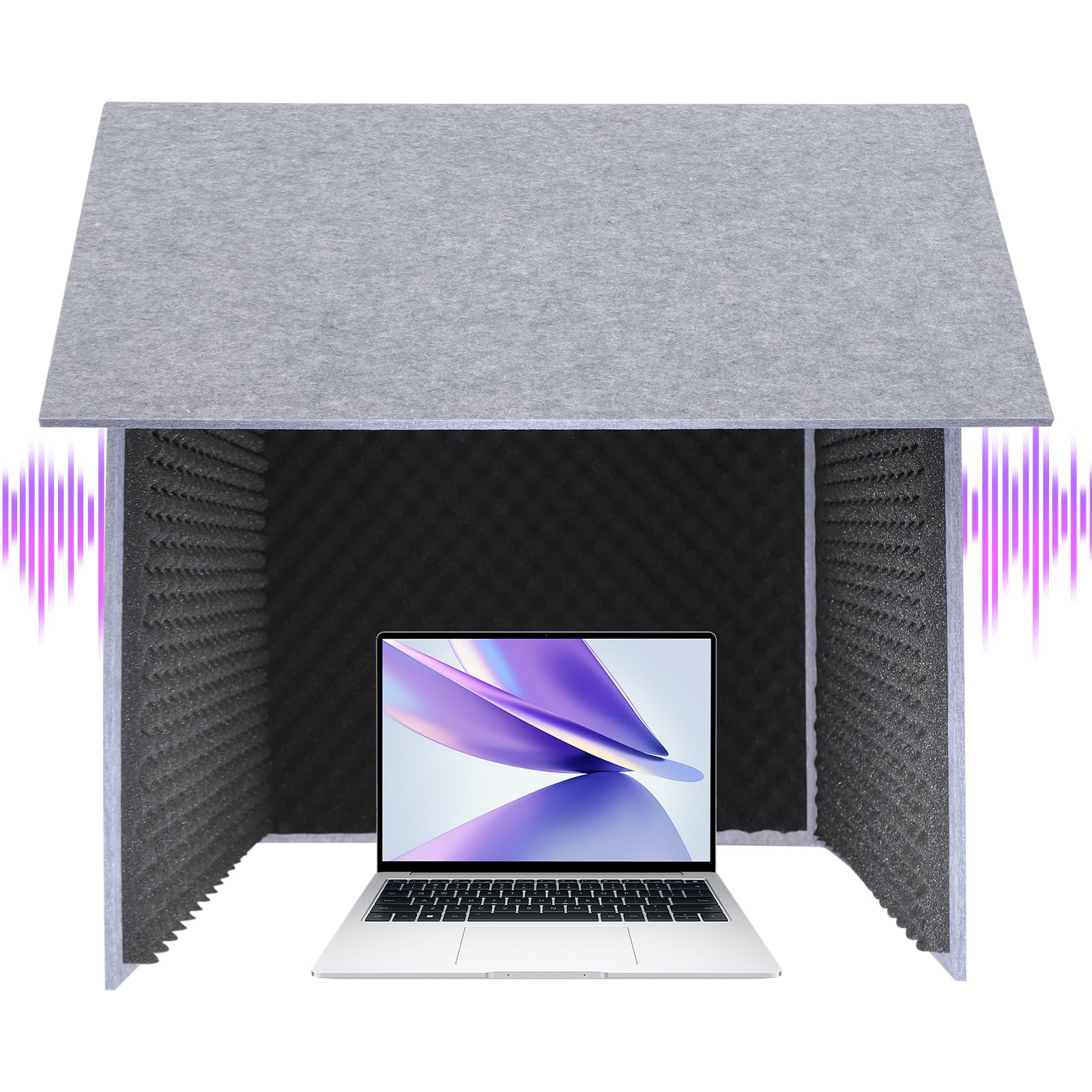 Desktop Soundproof Cover, Portable Vocal Recording Booth Isolation Booth Small Music Recording Studio Vocal Sound Absorbing Shield Sound Proof Foam Panels for Offices,Home,Recording Studios (Black)