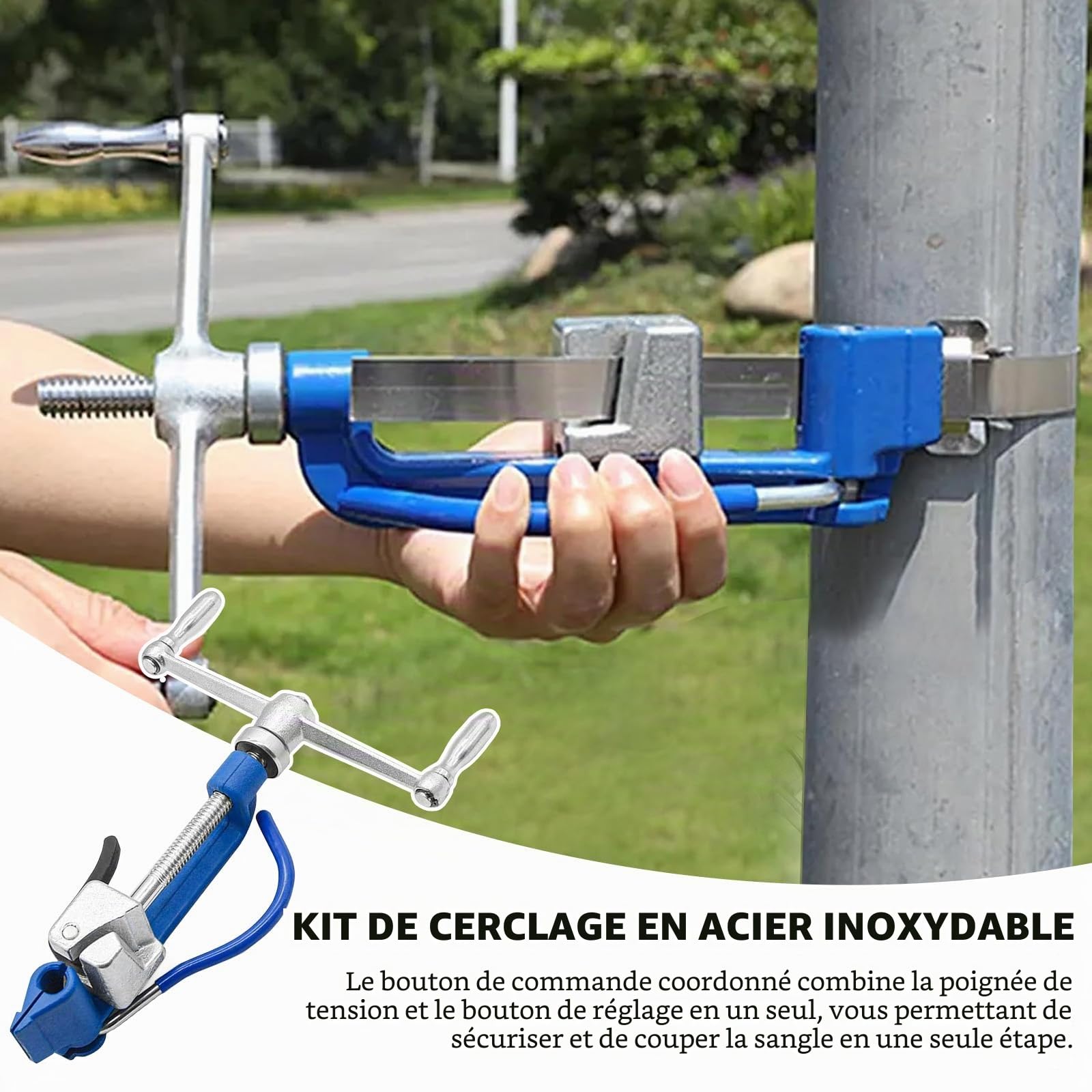 Tendeur de Cerclage Pince à Cerclage Outil de Serrage Feuillard Manuel en Spirale Pour Fixation Emballage Regroupement Bateaux Acier Inoxydable Professionnel Industriel