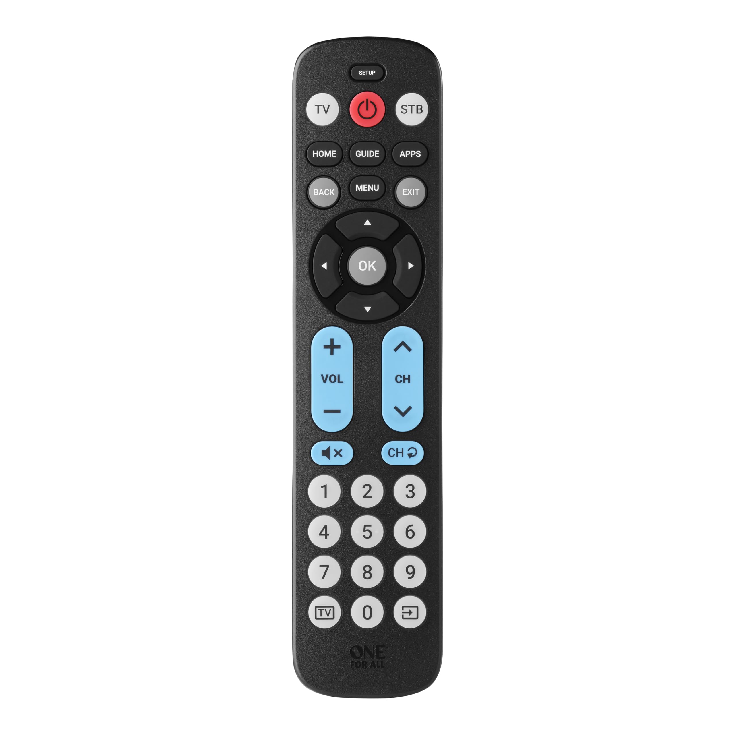 One For All Big Button Remote Control, Combines 2 remotes into 1, Big Buttons, Learning Feature, Easy Setup - Black (URC6821)