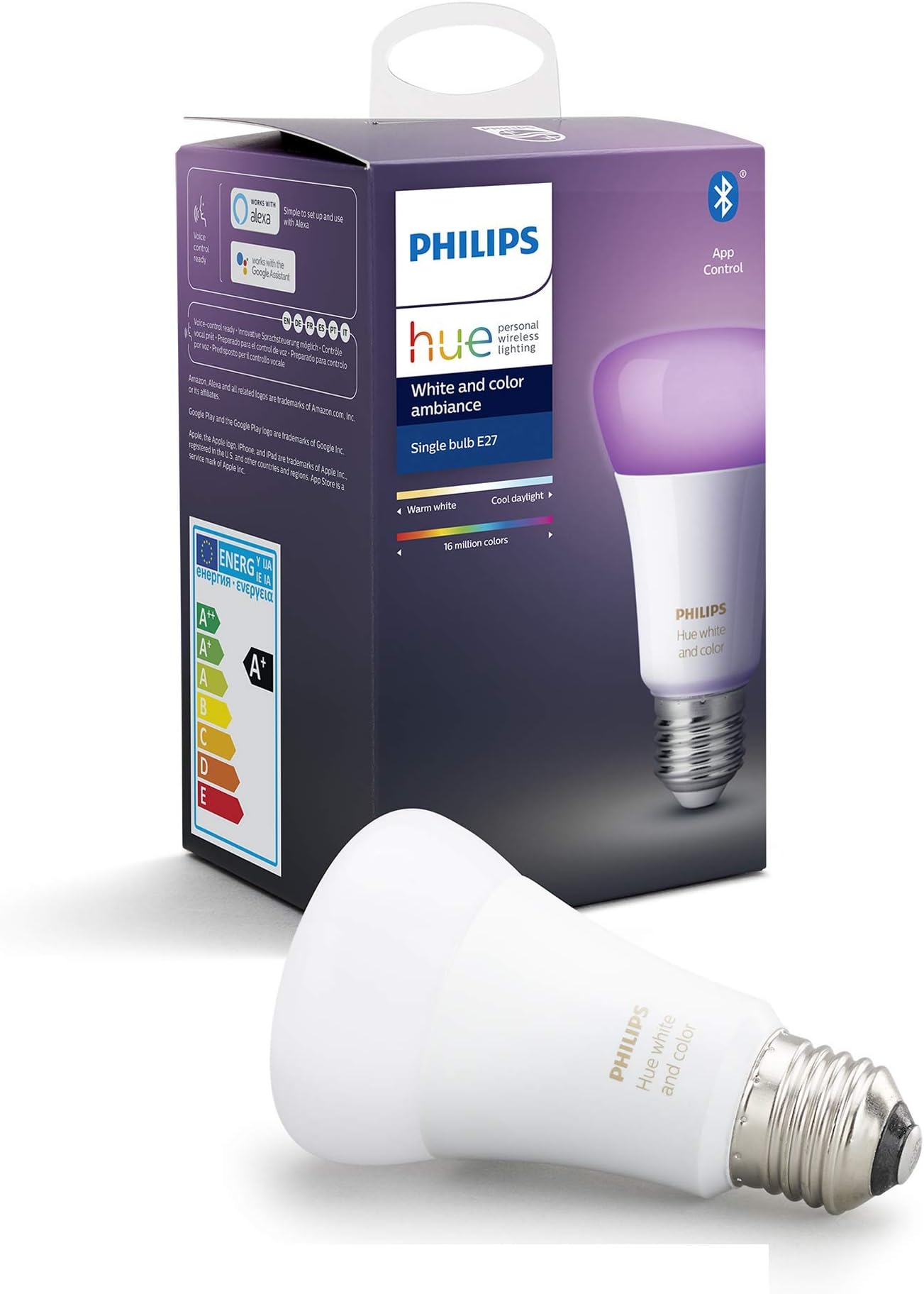 Hue Uae White And Colour Ambiance Led Smart Bulb,Bluetooth & Zigbee Compatible (Hue Bridge Optional),Works With Alexa & Google Assistant