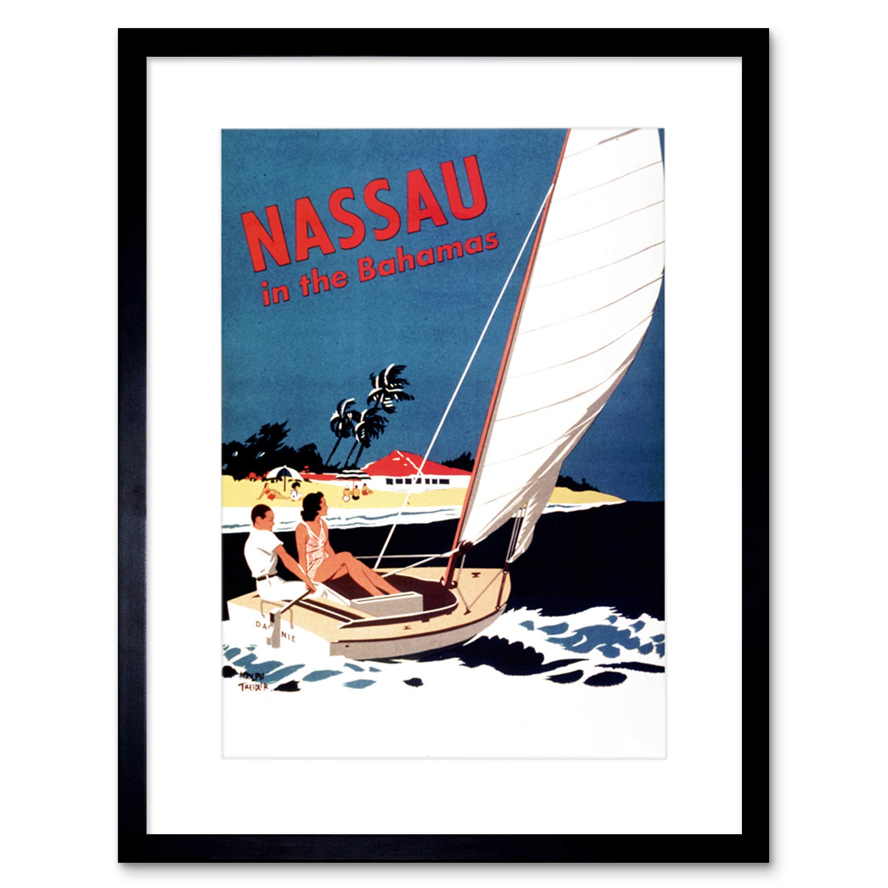 Wee Blue Coo Travel Nassau Bahamas Beach Sea Ocean Yacht Boat Framed Wall Art Print