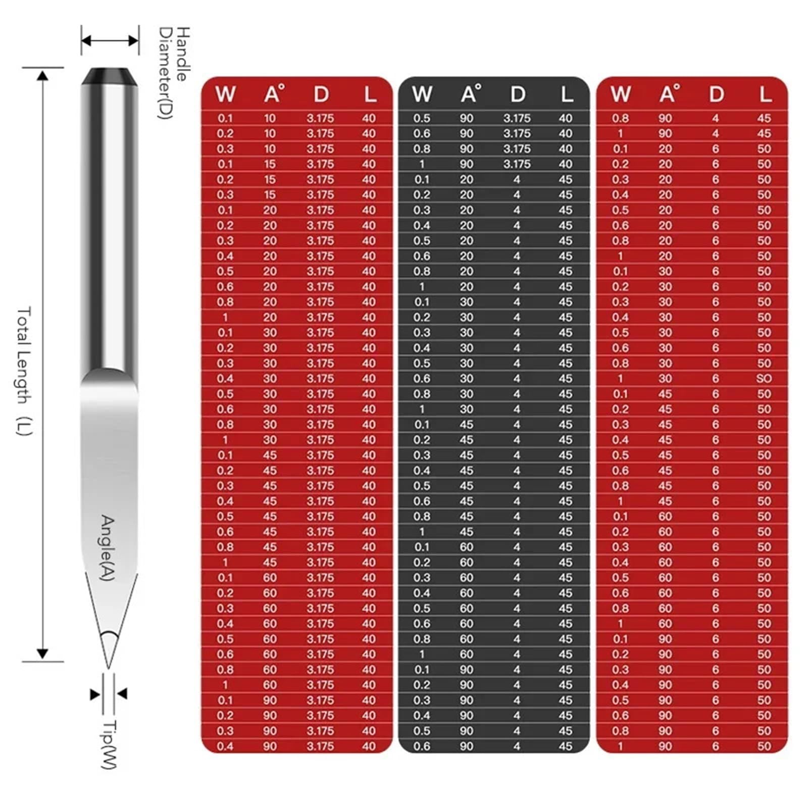 Brocas de grabado de fondo CNC tallado enrutador de carburo de tungsteno cortador de fresado 3D acrílico de madera 3.175 4 6 20(0.4mm,30 Degree,D 6mm)