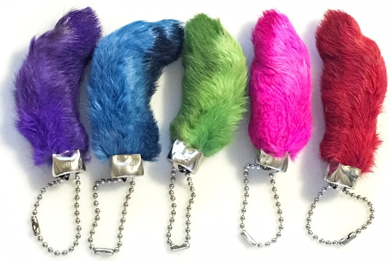 Dangerous Threads Premium Rabbit Rabbits Foot Keychain Bright Assorted Colors 5 Pieces