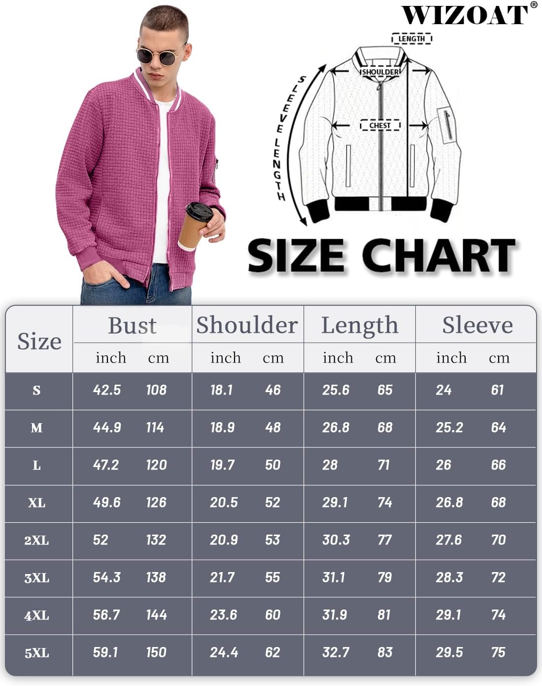 Mens Casual Jacket Lightweight Jacket Varsity Coat - Image 6