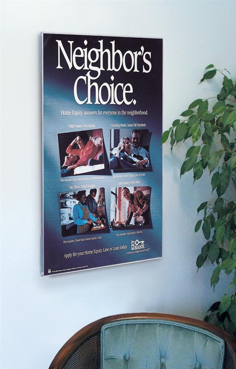 Displays2go Wall Mount Sign Holder for 18 x 24 Inch Posters, Clear Frame, Mounting Hardware Included (WMPH1824)