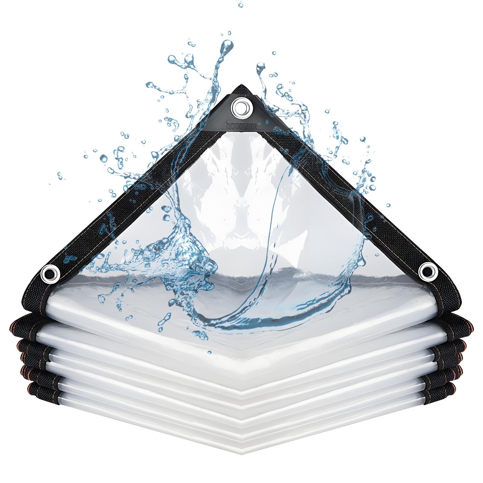 Clear Tarpaulin Heavy Duty Waterproof, 1.5x2m Transparent Vinyl Tarpaulin with Grommets, Outdoor Plastic Tarp Cover for Patio Enclosure Greenhouse Chicken Coop Garden Roof Plant Shelter