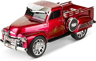 QFX BT-1953 Hot Rod Pick Up Truck Replica Speaker with Built-in Microphone, Led Party Lights, FM Radio, Red