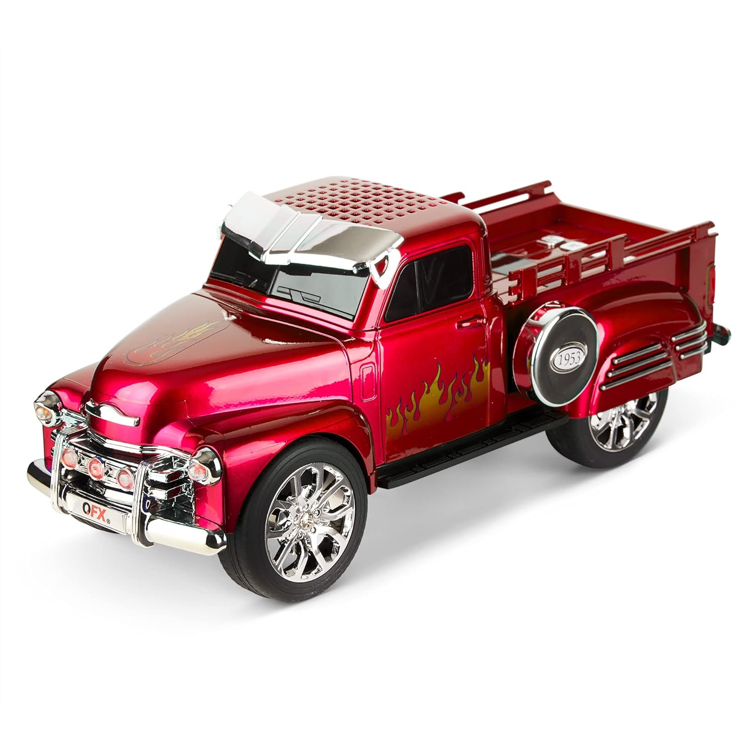 QFX Bluetooth 1953 Hot Rod Pickup Truck Replica Speaker 3-inch Speakers Hands Free Link Built-in Microphone FM Radio