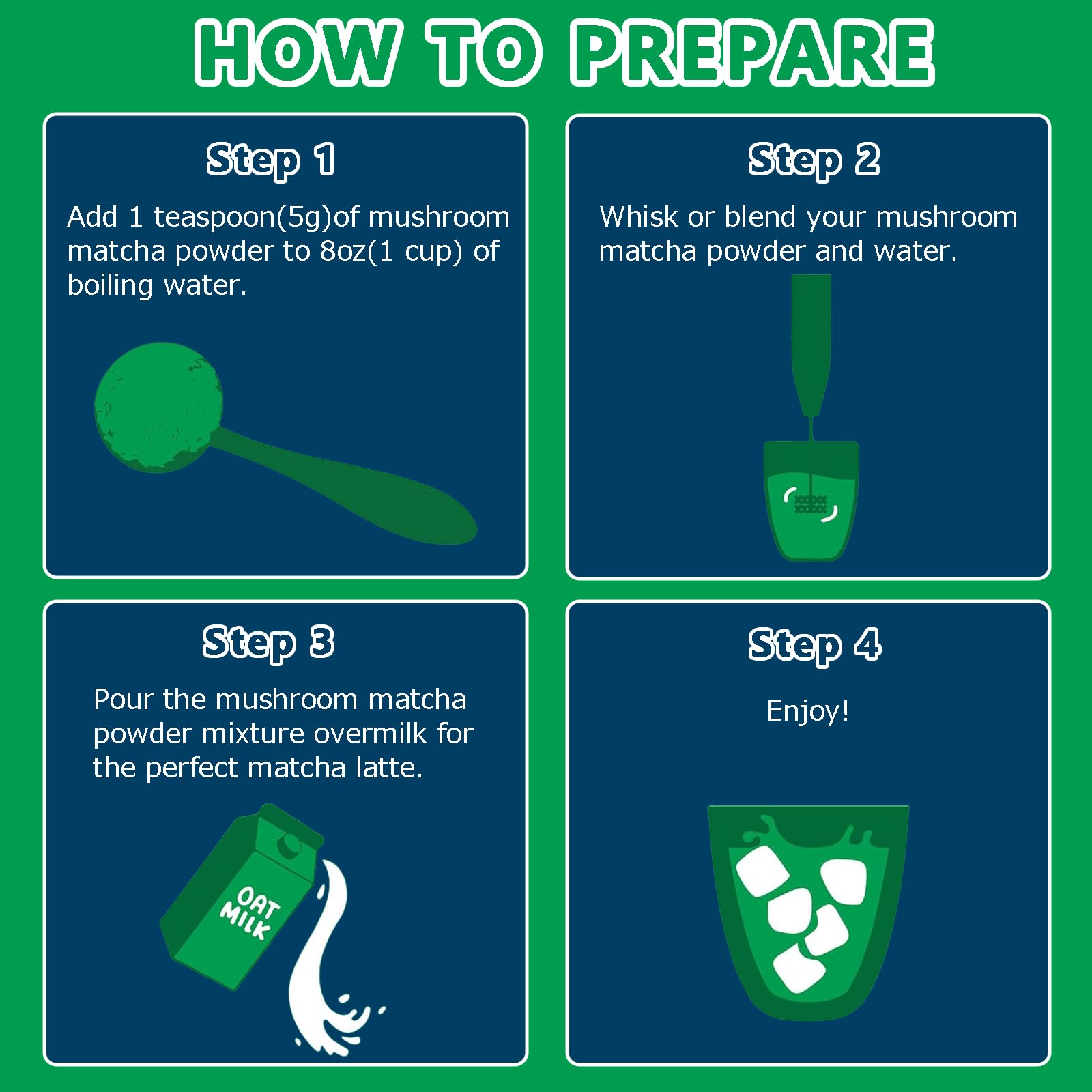 Mushroom Matcha Ceremonial Matcha Tea Powder with 7 Superfood Mushrooms Gluten Free Taste Great Hot or Cold Matcha — view 7