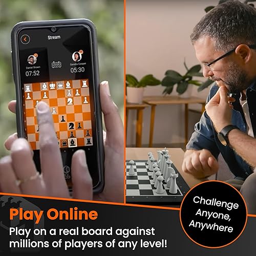 Miniatura 4 de GoChess Mini - Juego de mesa de ajedrez electrónico AI, juego de ajedrez iluminado para adultos y niños para todos los niveles de habilidad con