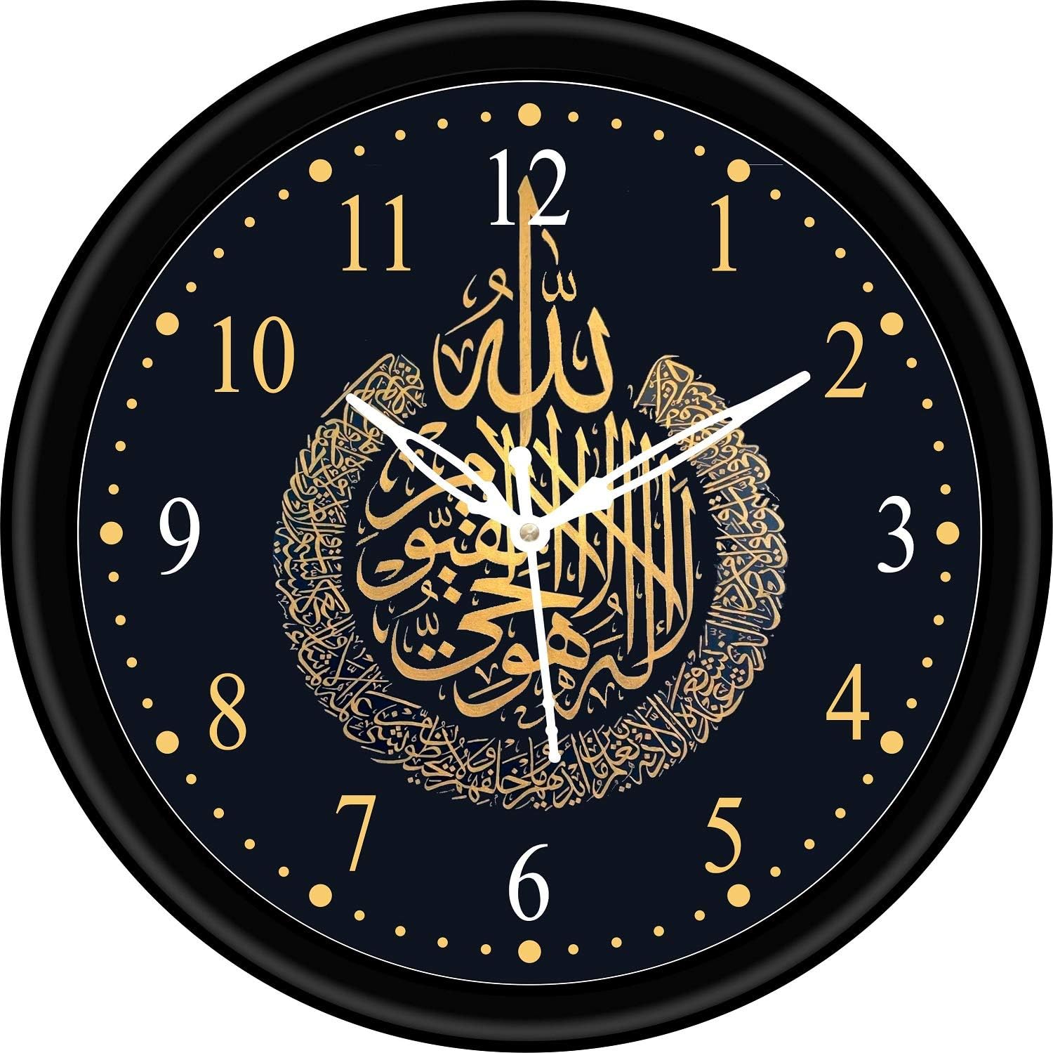 CIRCADIAN Allah Azan Plastic Design Analog Wall Clock for Home Bedroom Office Living Room Watch Antique Stylish Clocks Home Decor Black 24X24 Cm