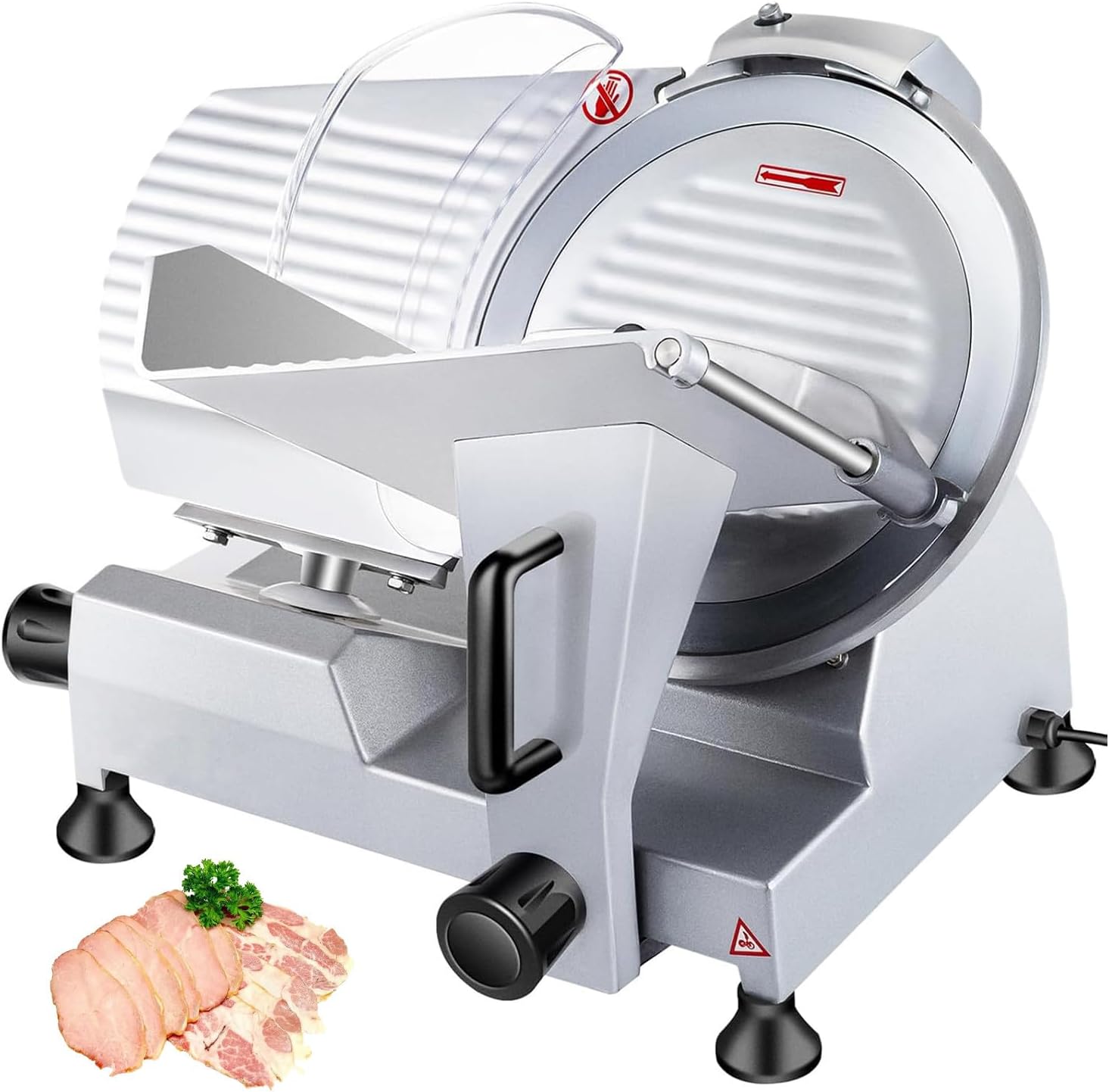 Electric Deli Meat Slicer for Home Use - 0-12mm Adjustable Thickness, Versatile Electric Food Cutter for Meat, Vegetables & Fruits, 10-Inch Blade, Easy to Clean