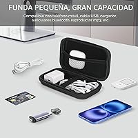 Vista 2 de GLCON Funda de protección portátil de goma EVA para batería externa, teléfono celular, GPS, disco duro, cable de carga USB, bolsa de transporte