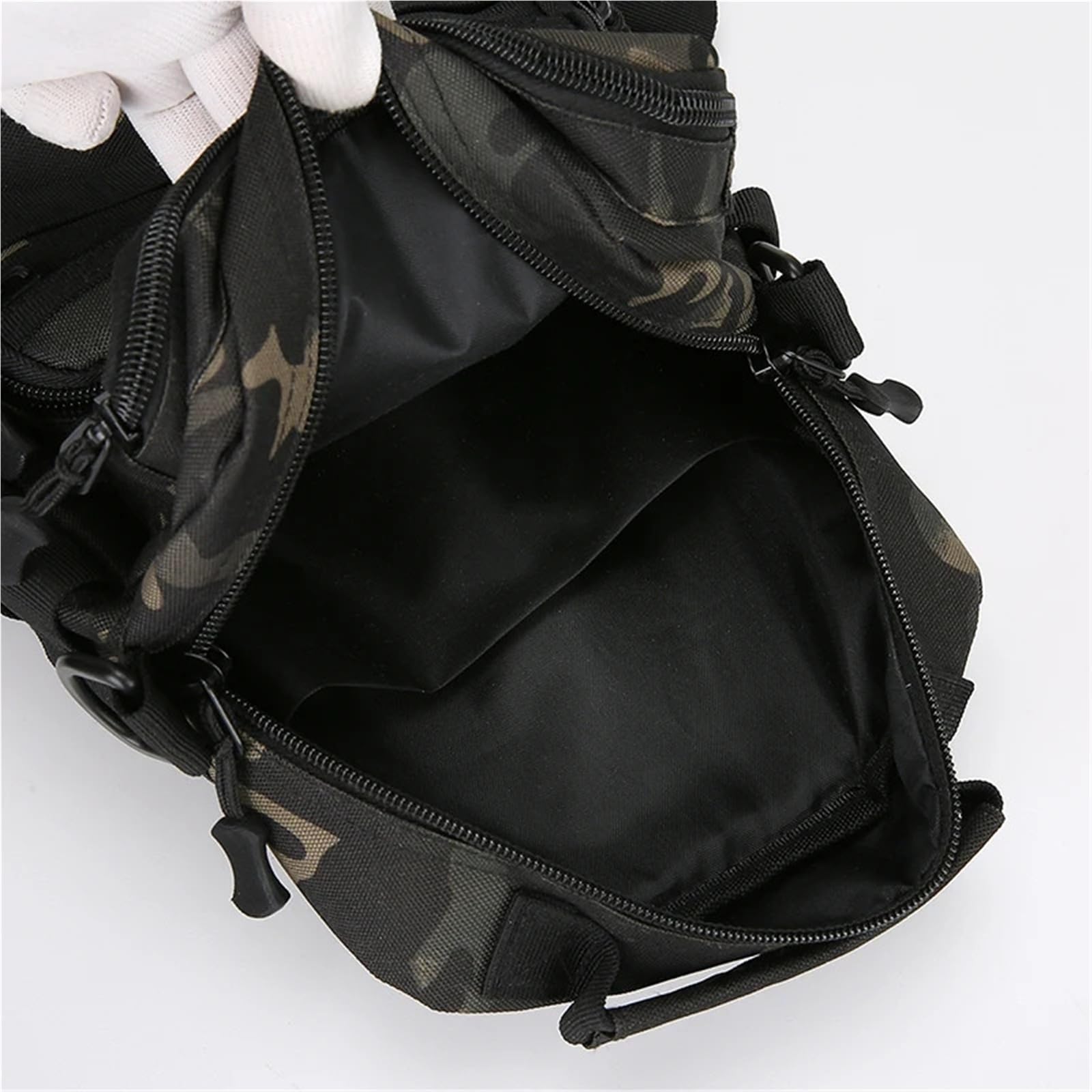 Borsa a tracolla da uomo, borsa da trekking mimetica, tasche multiple, borsa a tracolla laterale posteriore, zaino
