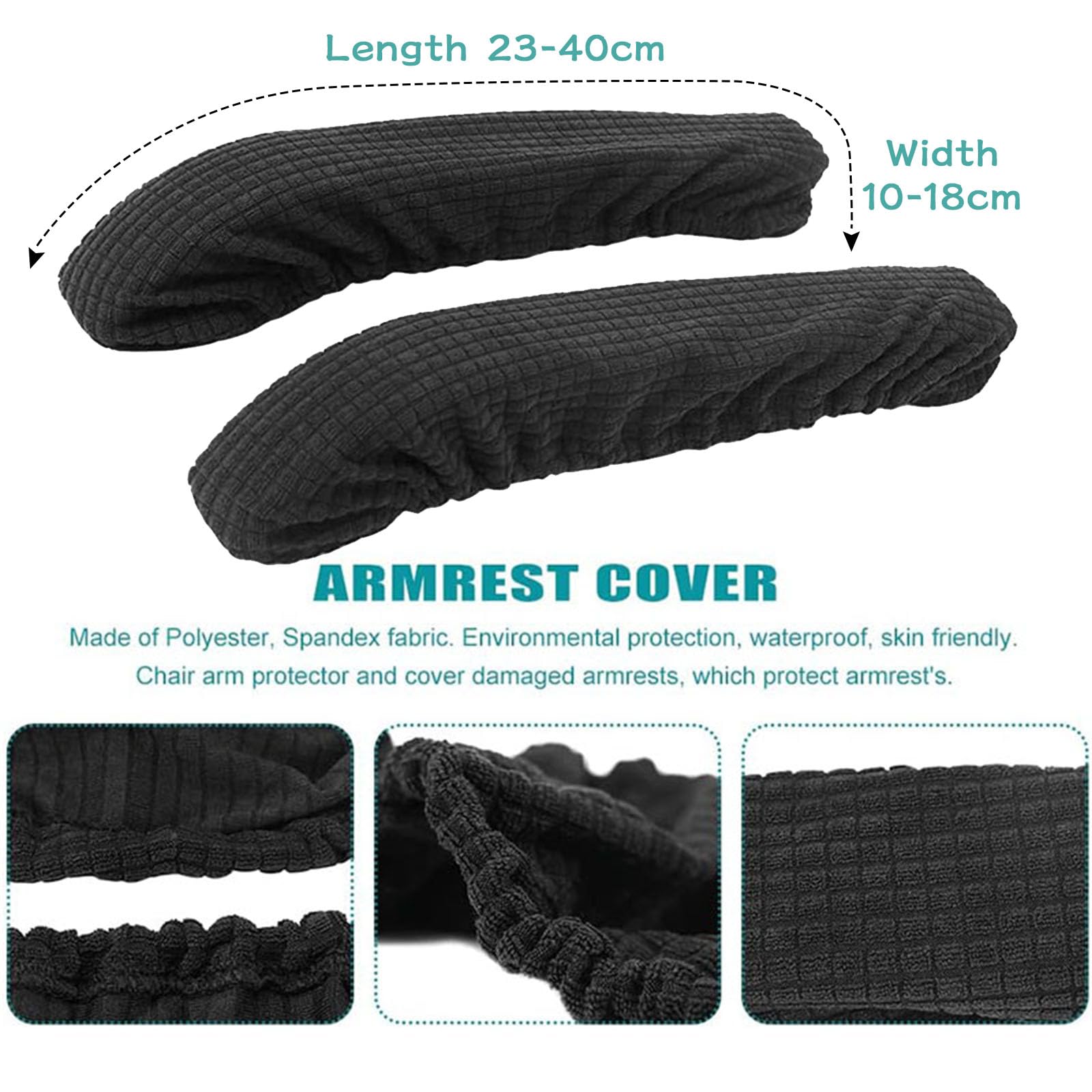 KALIONE 2 Pairs Office Chair Ar Covers, Arrest Slipcover Pads, Reovable Office Chair Cover - View #9