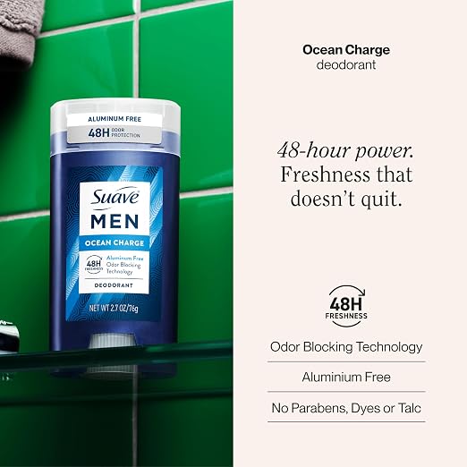 Suave Men Ocean Charge Desodorante Stick Sin Aluminio 2.7 oz miniatura 2