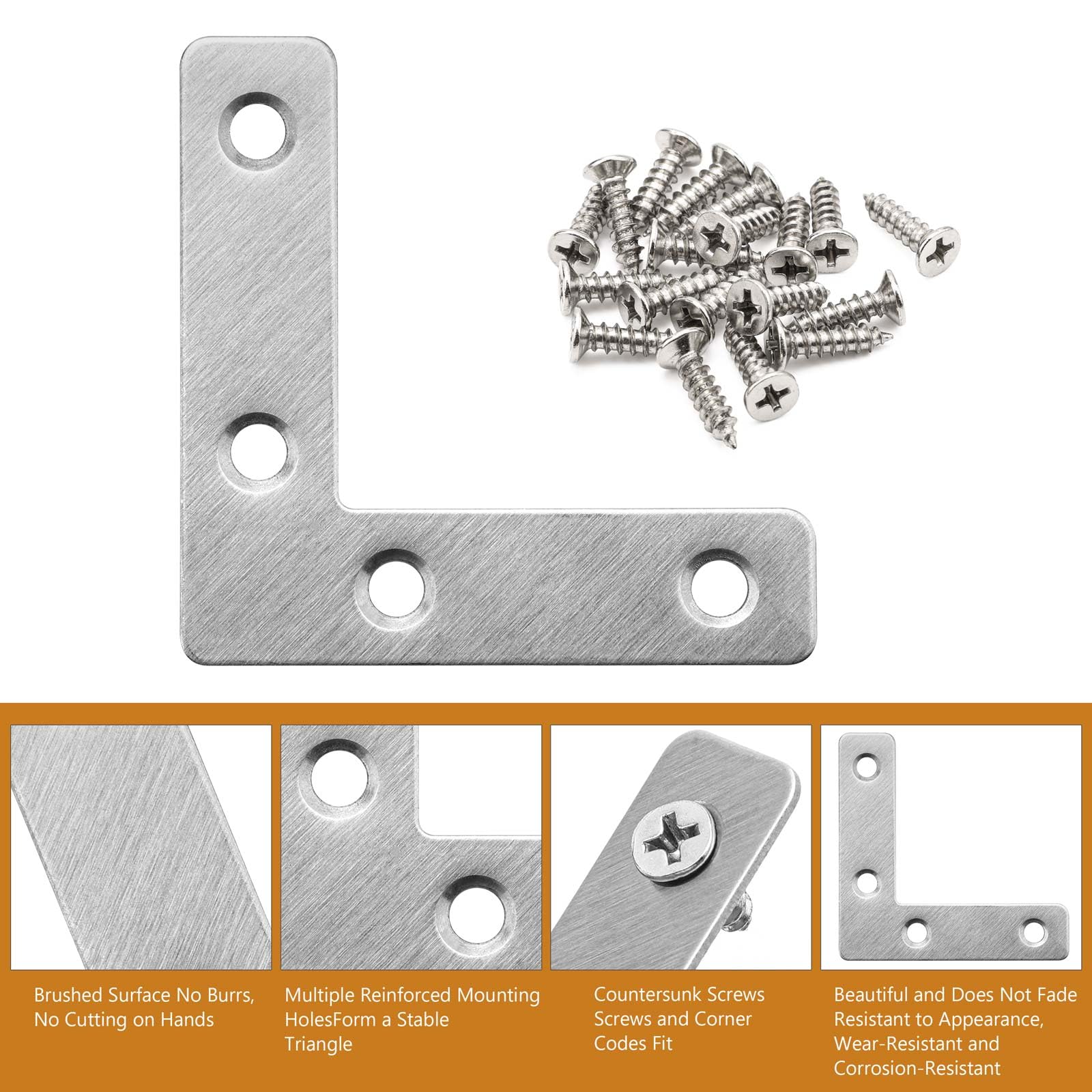 Flat Corner L Shape Plate, 24 Pcs Flat Right Angle Bracket - Image 3